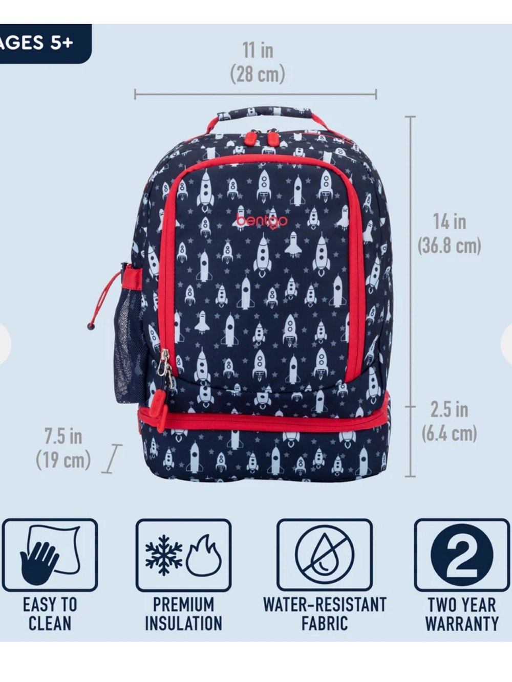 Bentgo Kids Space Rockets Backpack - Picture 3 of 9